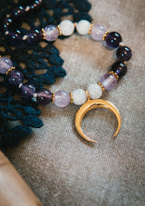 Collier Mala Améthyste et Pierre de Lune - Abondance en toute chose