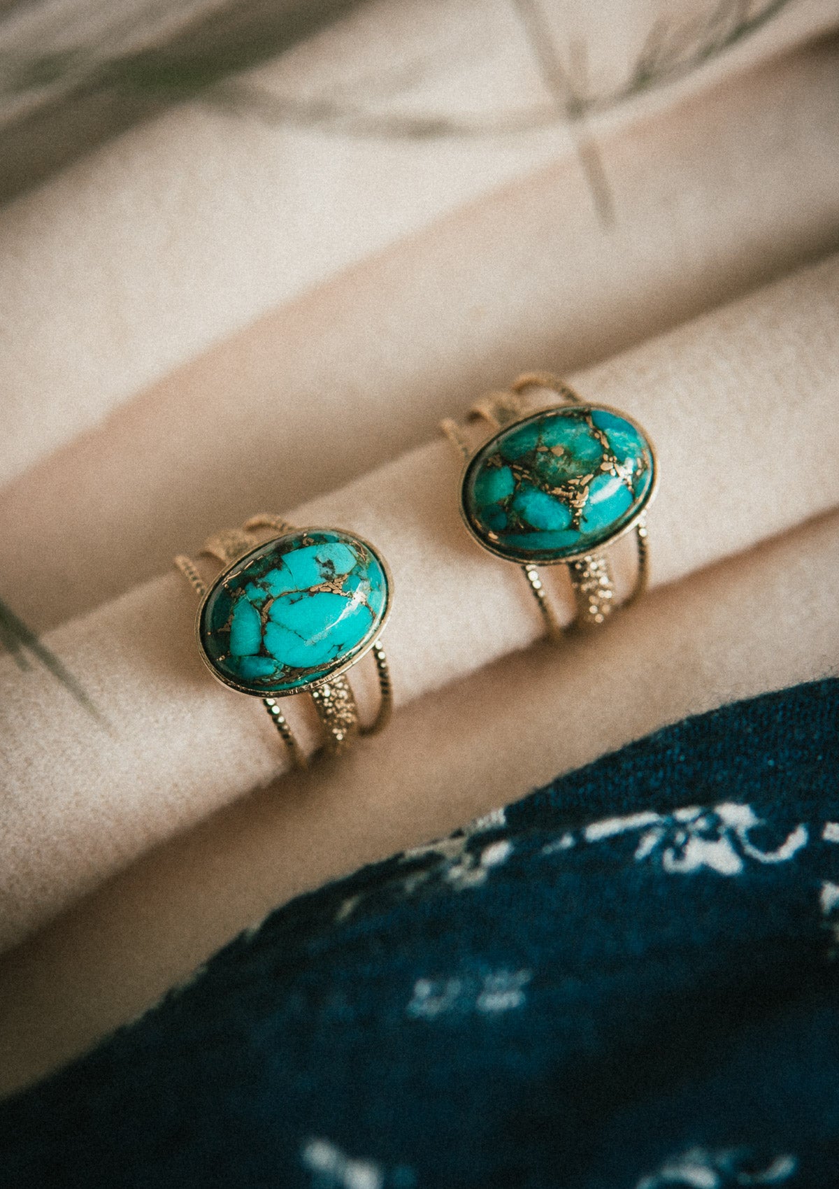 Bague Turquoise dorée à l'or fin - Guérison Divine
