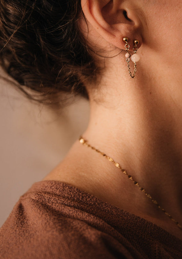 Boucles d'oreilles Quartz Rose et Rhodonite - Retour à la Paix