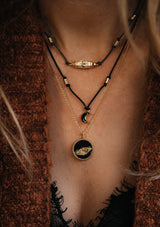 Collier Lune émail noir - Clair Obscur