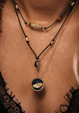 Collier Lune émail noir - Clair Obscur