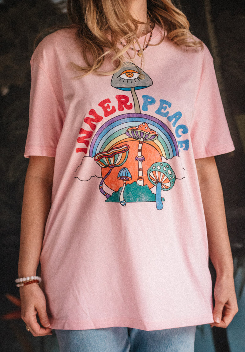 T-SHIRT FEMME ROSE - INNER PEACE - COTON 100% BIO