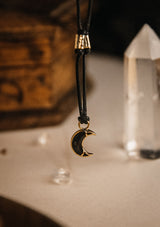 Collier Lune émail noir - Clair Obscur