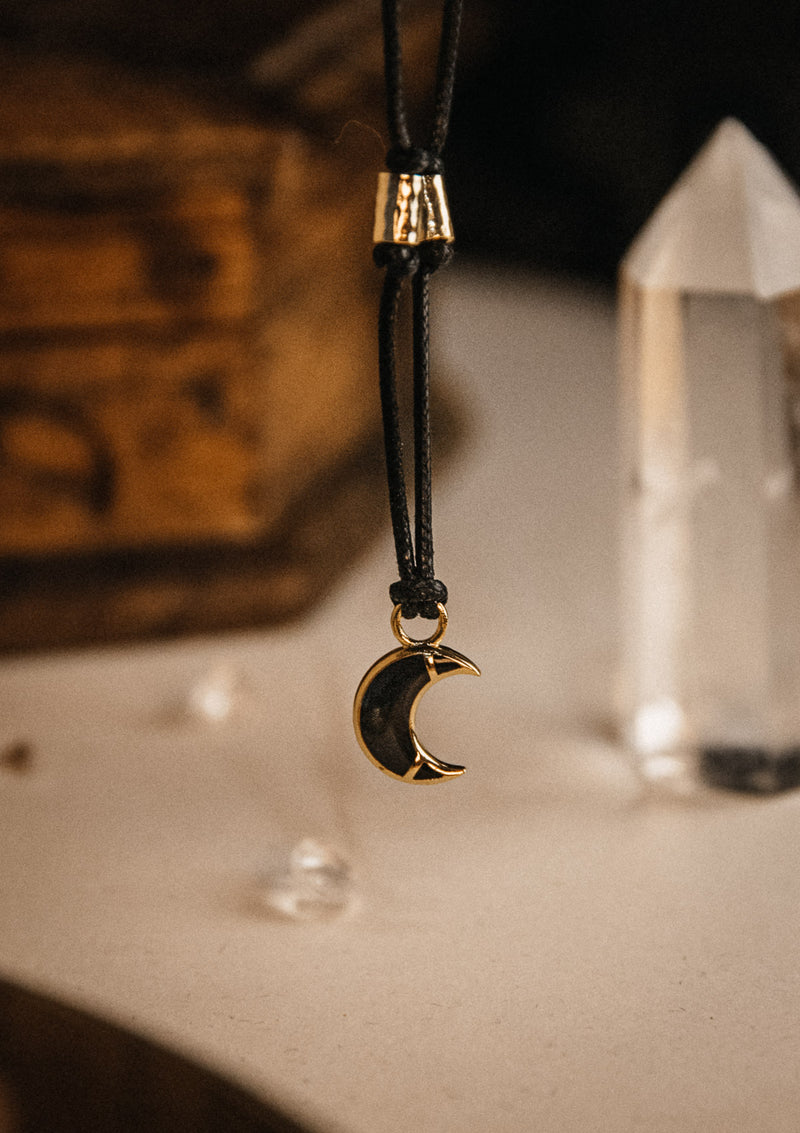 Collier Lune émail noir - Clair Obscur