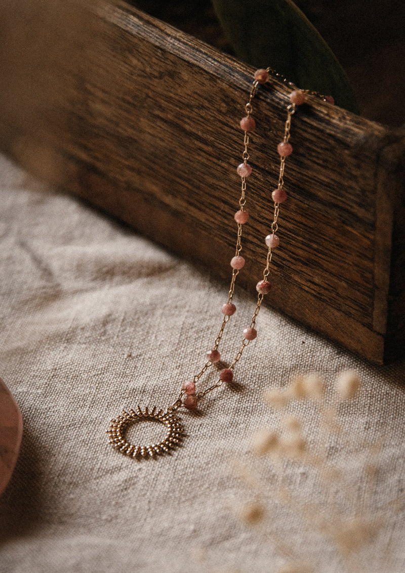 Collier Soleil Tourmaline Rose - Soleil d'Amour