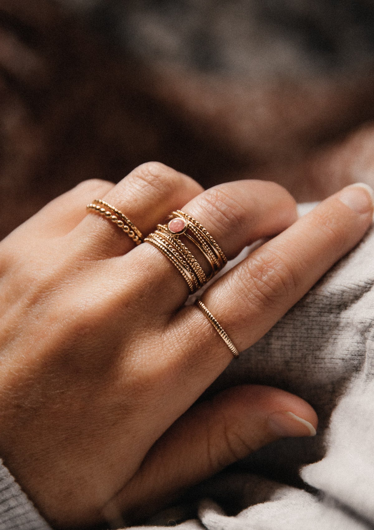 Bague multiple Rhodonite - Essence Féminine