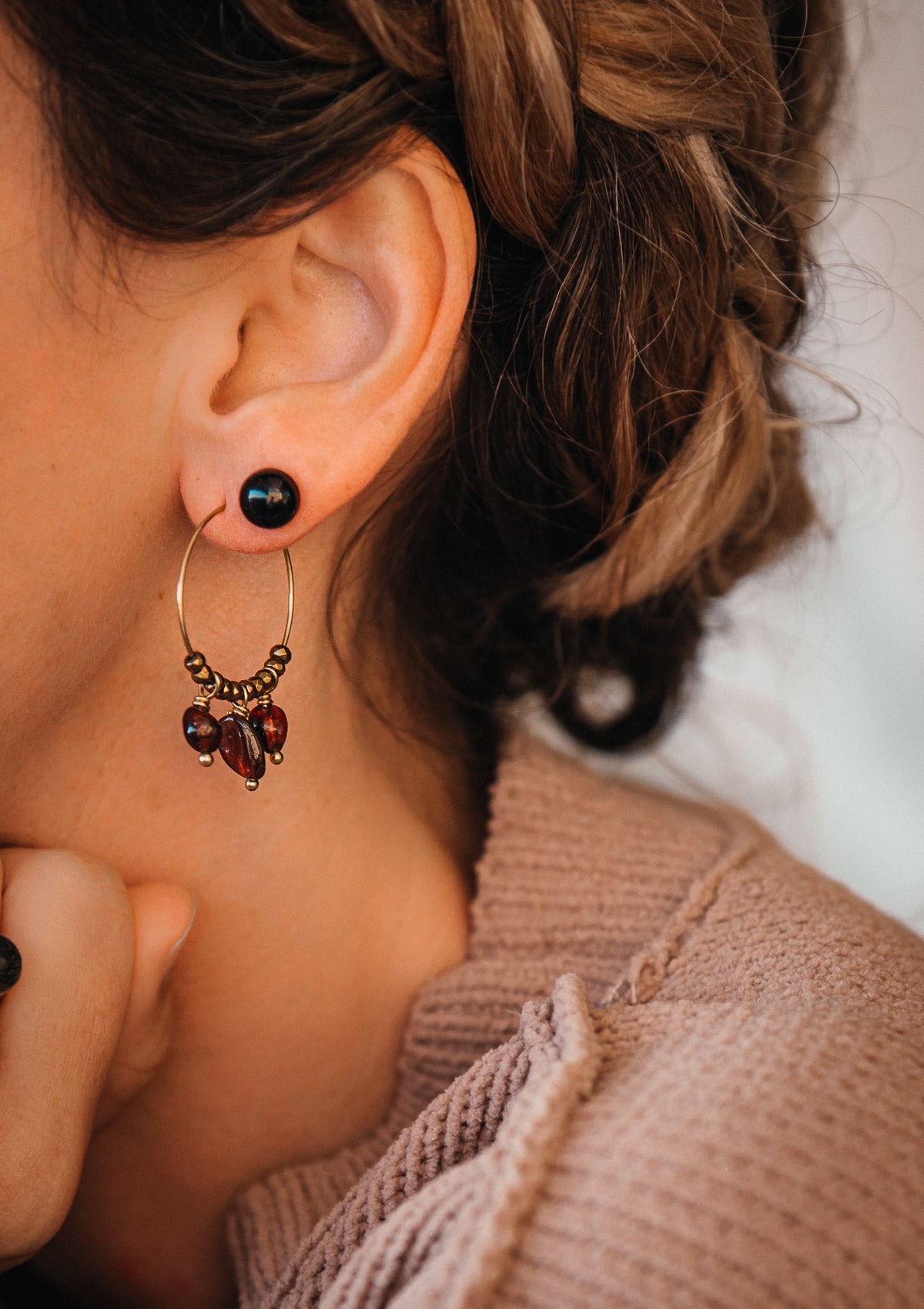 Boucles d'oreilles Puces Onyx