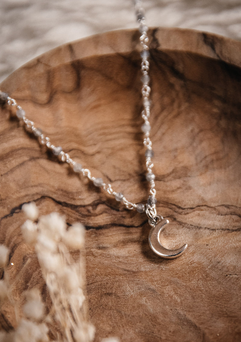 Collier Lune Labradorite Argent
