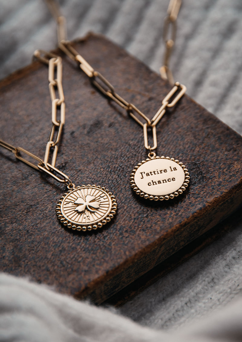 Collier médaillon Trèfle - Mon porte-bonheur