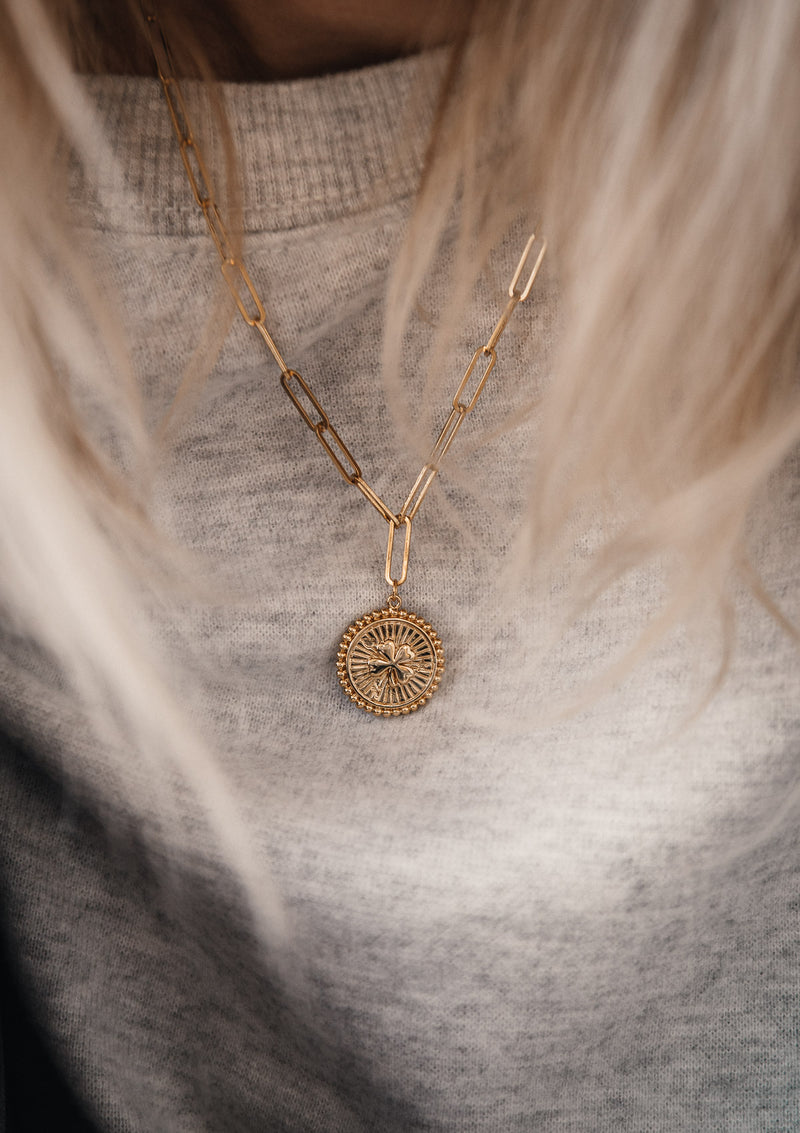 Collier médaillon Trèfle - Mon porte-bonheur