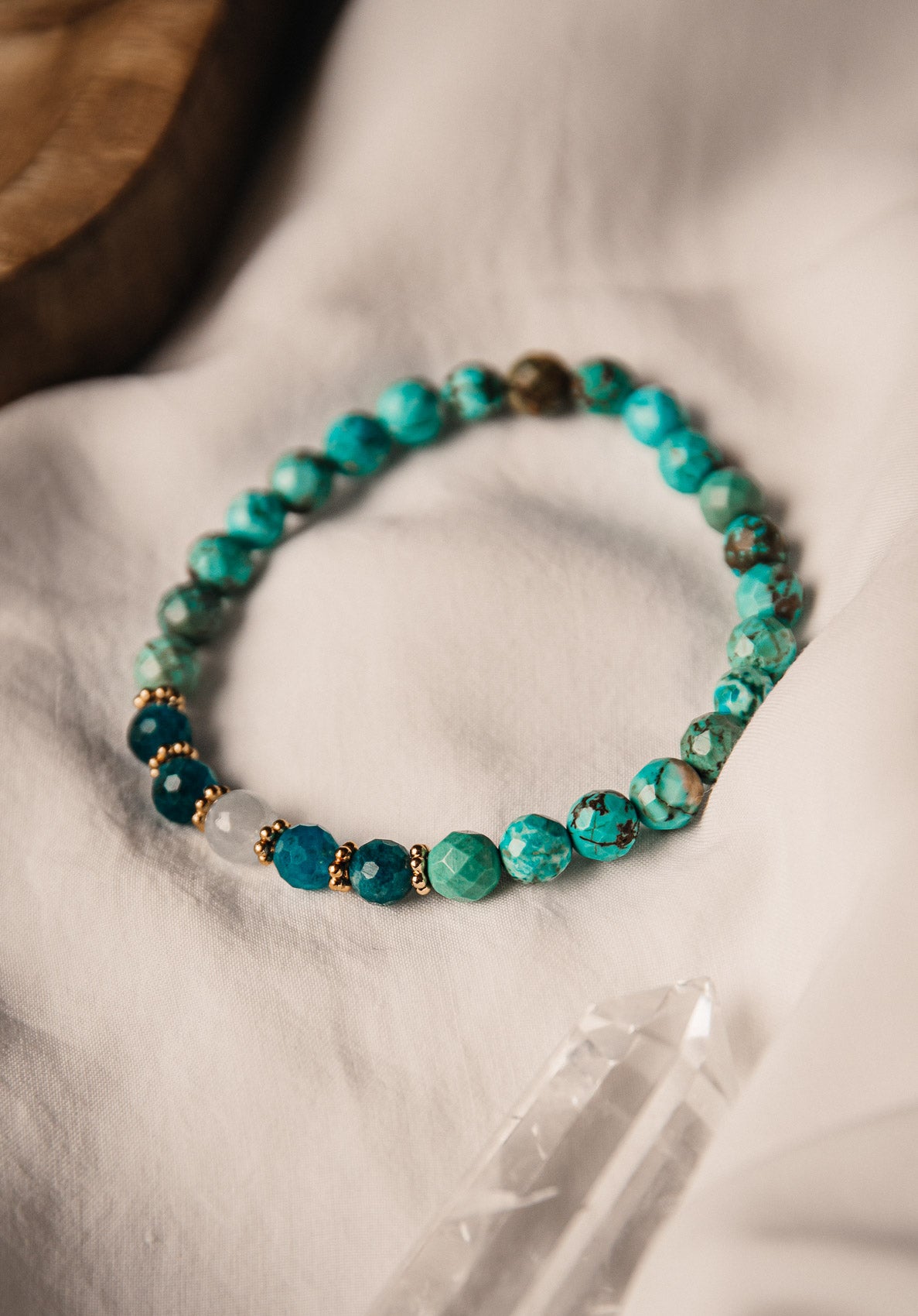 Bracelet Turquoise, Apatite, Aigue Marine - Chakra de la gorge