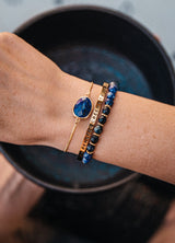 Bracelet Lapis Lazuli, Pierre de Soleil Bleue, Tourmaline Bleue - Chakra du troisième oeil