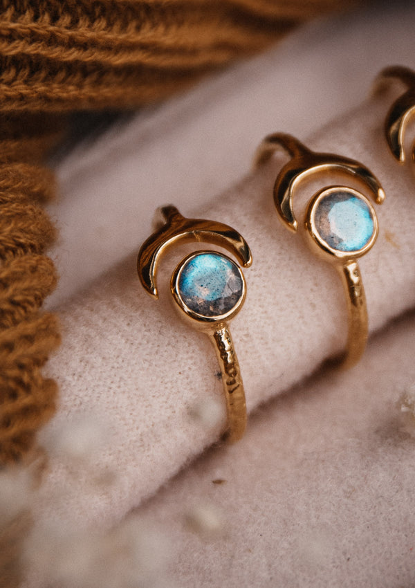 Bague Lune Labradorite - Féminin Sacré