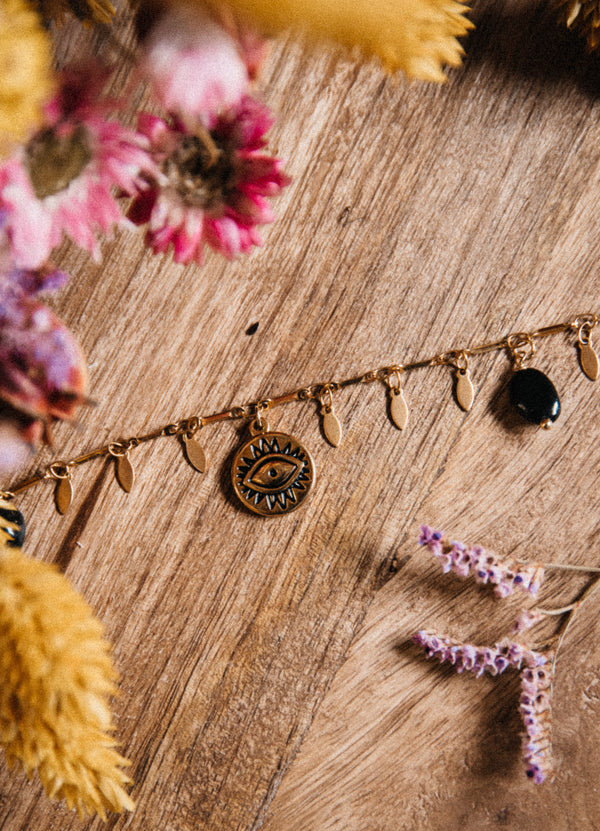 Collier Tourmaline Noir et Œil - Vérité Profonde