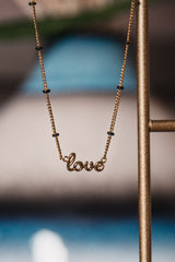 Collier perles noires - Love